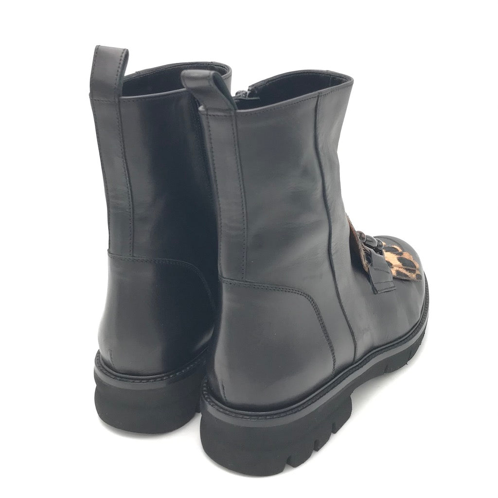 Zulian Calzature Tronchetto nero animalier Vendita Calda