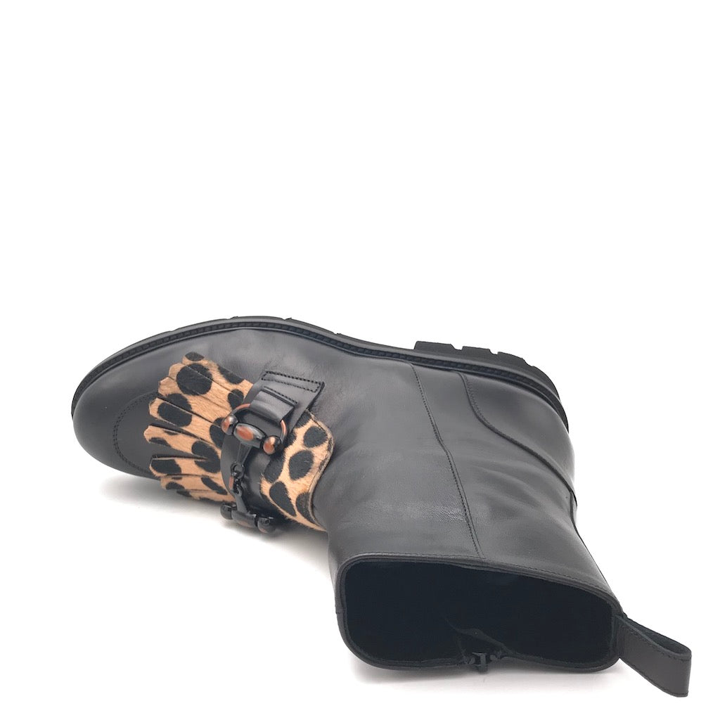 Zulian Calzature Tronchetto nero animalier Vendita Calda