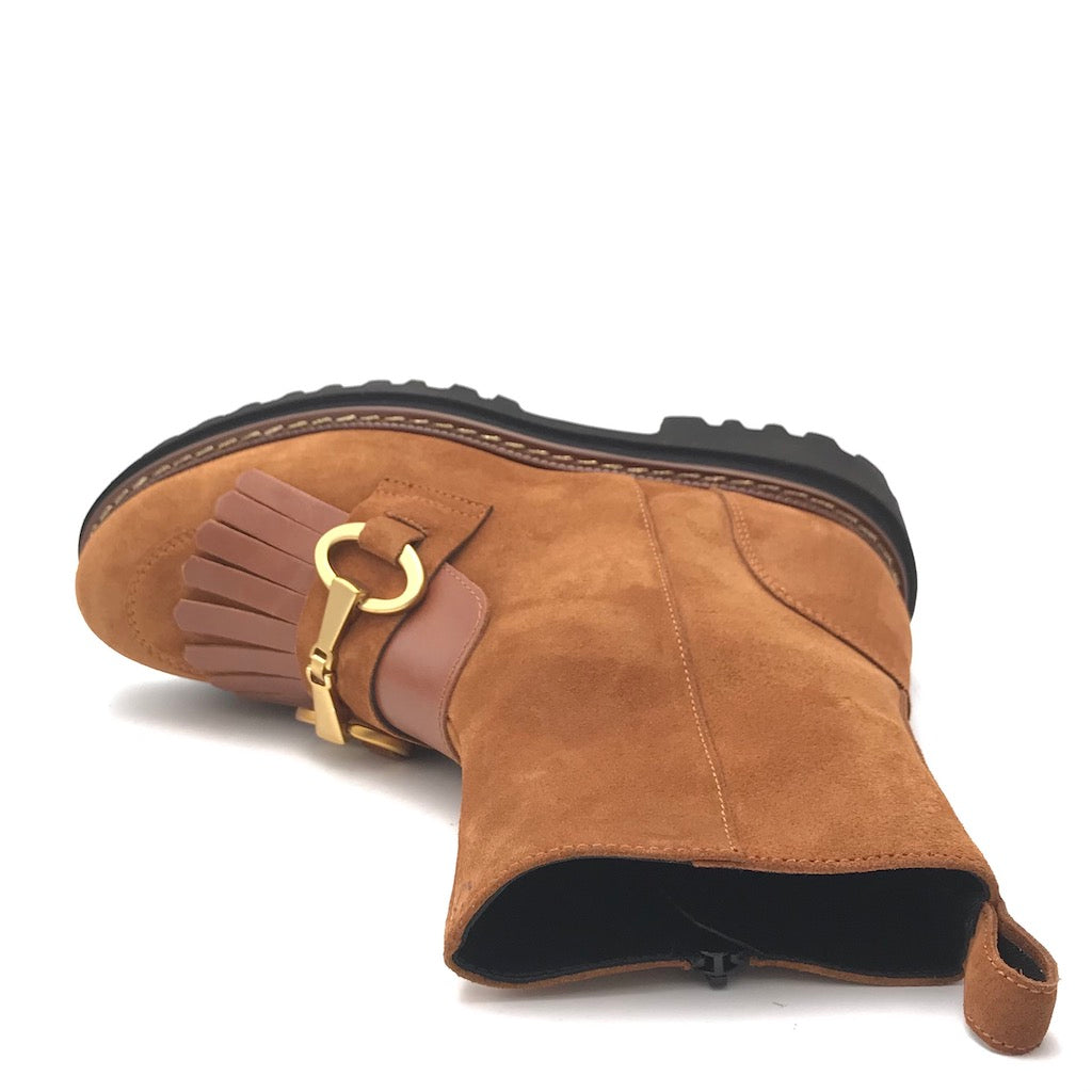 Zulian Calzature Tronchetto velour cuoio Italia
