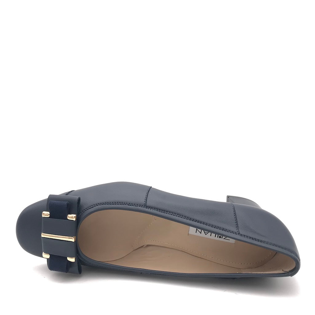 Zulian Calzature Ballerina in pelle blu Outlet