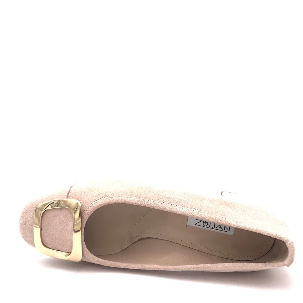 Zulian Calzature Ballerina in camoscio pesca In Vendita