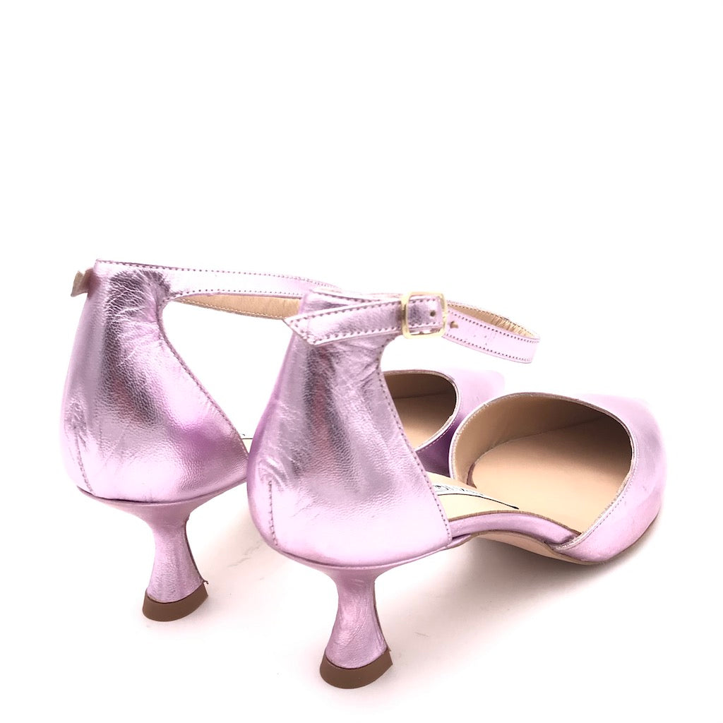 Zulian Calzature Scarpa in pelle laminata lilla Offerta