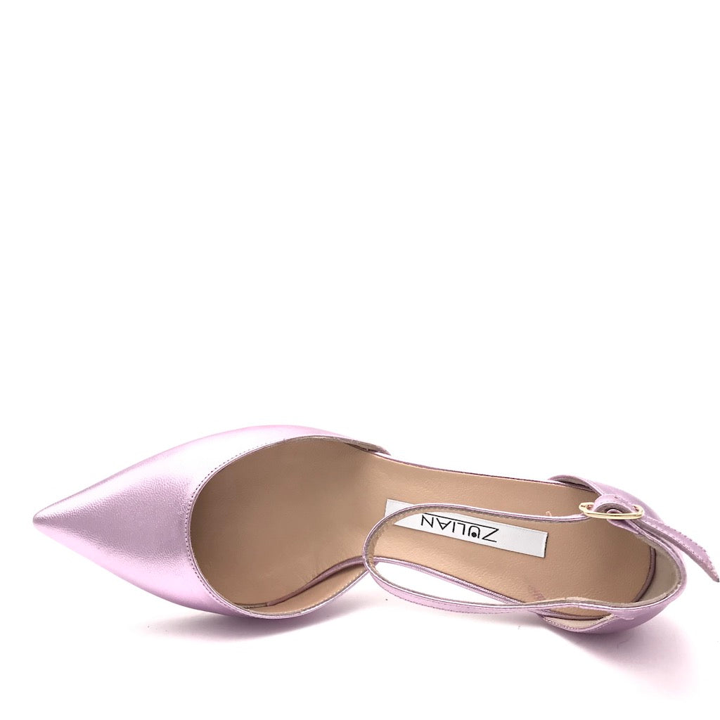 Zulian Calzature Scarpa in pelle laminata lilla Offerta