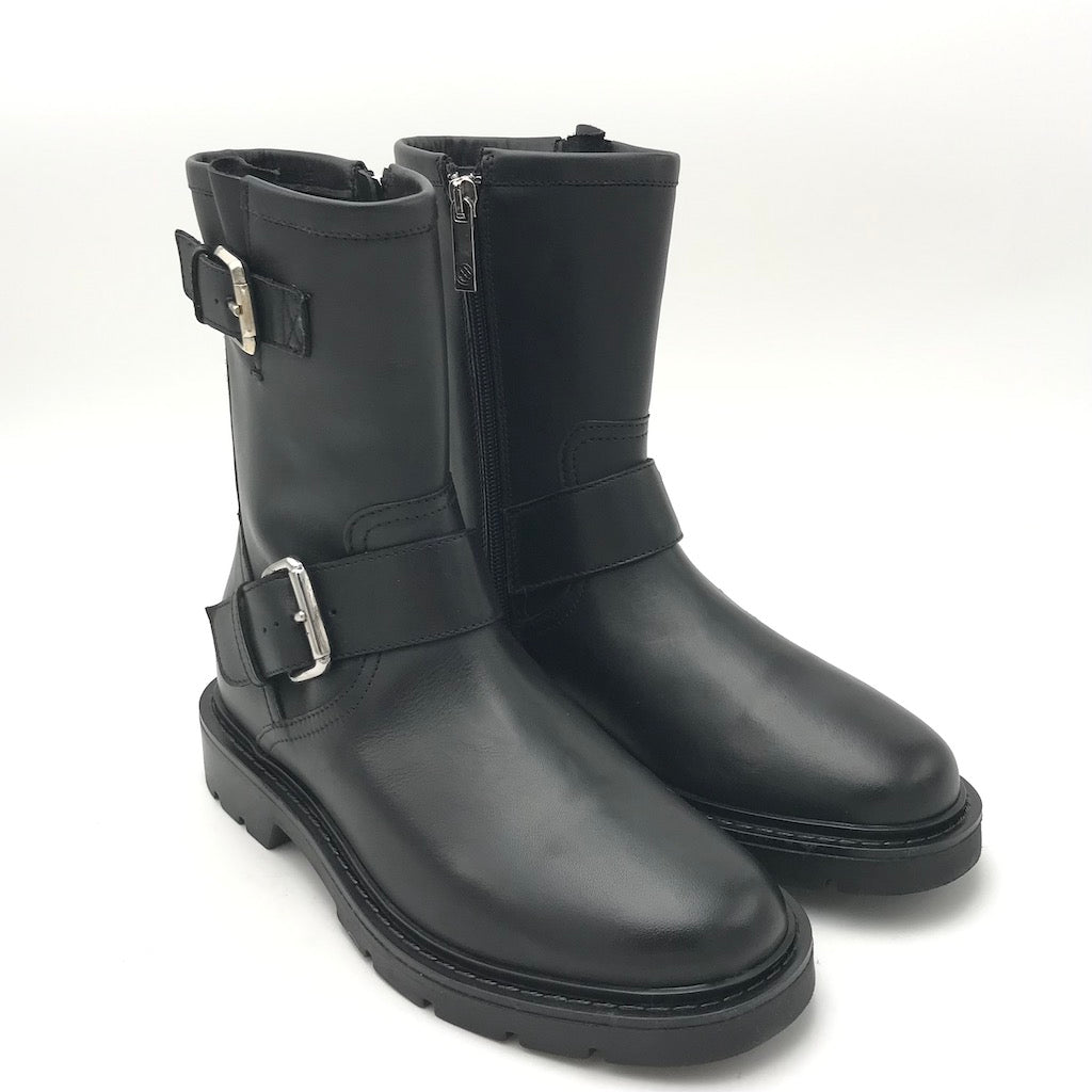 Zulian Calzature Biker in pelle nera Prezzo Ridotto