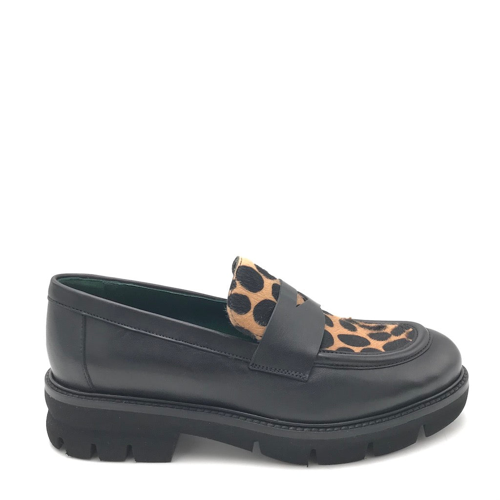 Zulian Calzature Mocassino nero cavallino animalier Saldi Di Fabbrica