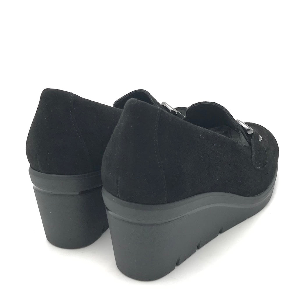 Zulian Calzature Mocassino zeppa in camoscio nero Negozio