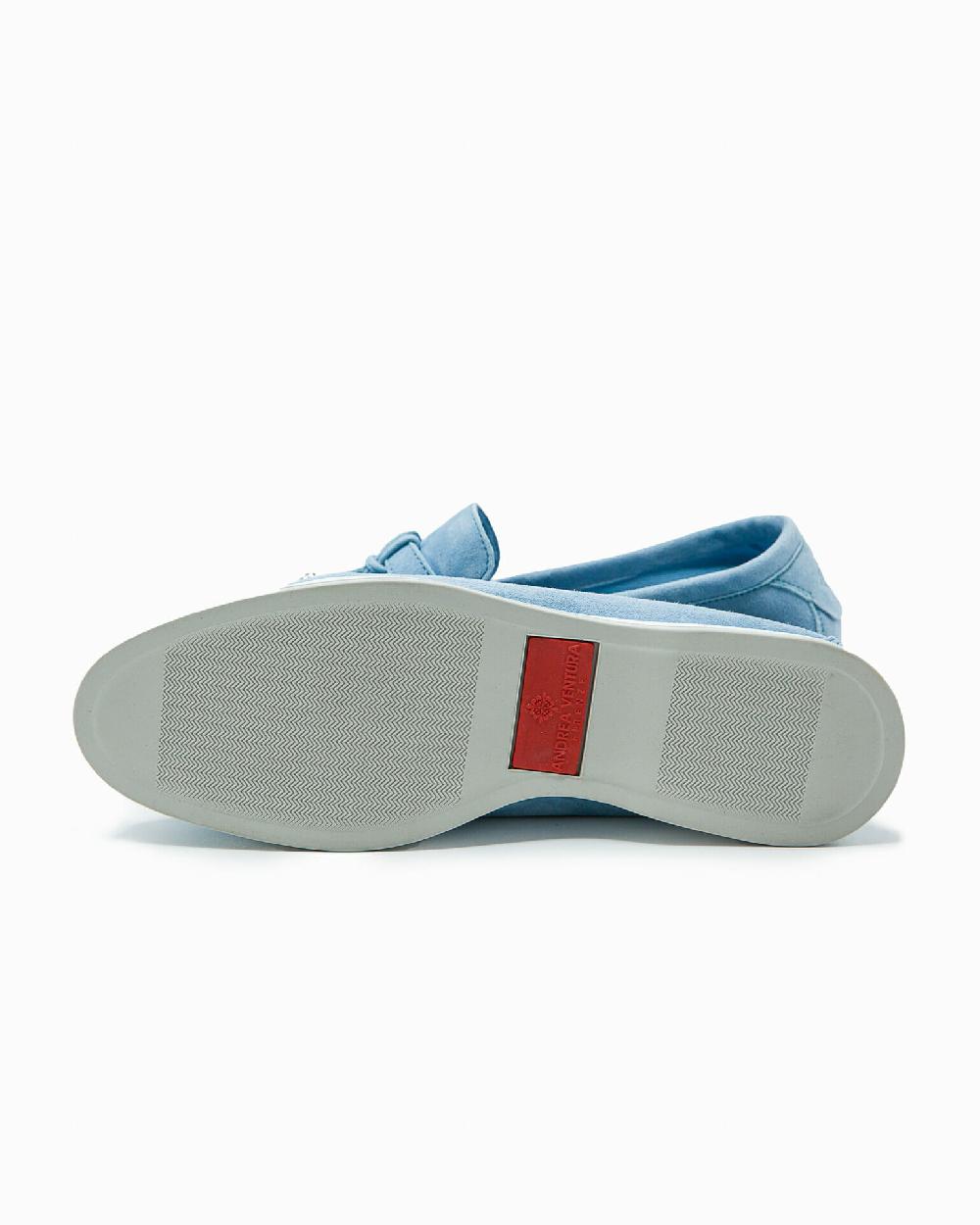 Andrea ventura Mocassino senza lacci con charms color argento Aq-D BEACH-CHARMS1 in suede color azzurro 2025