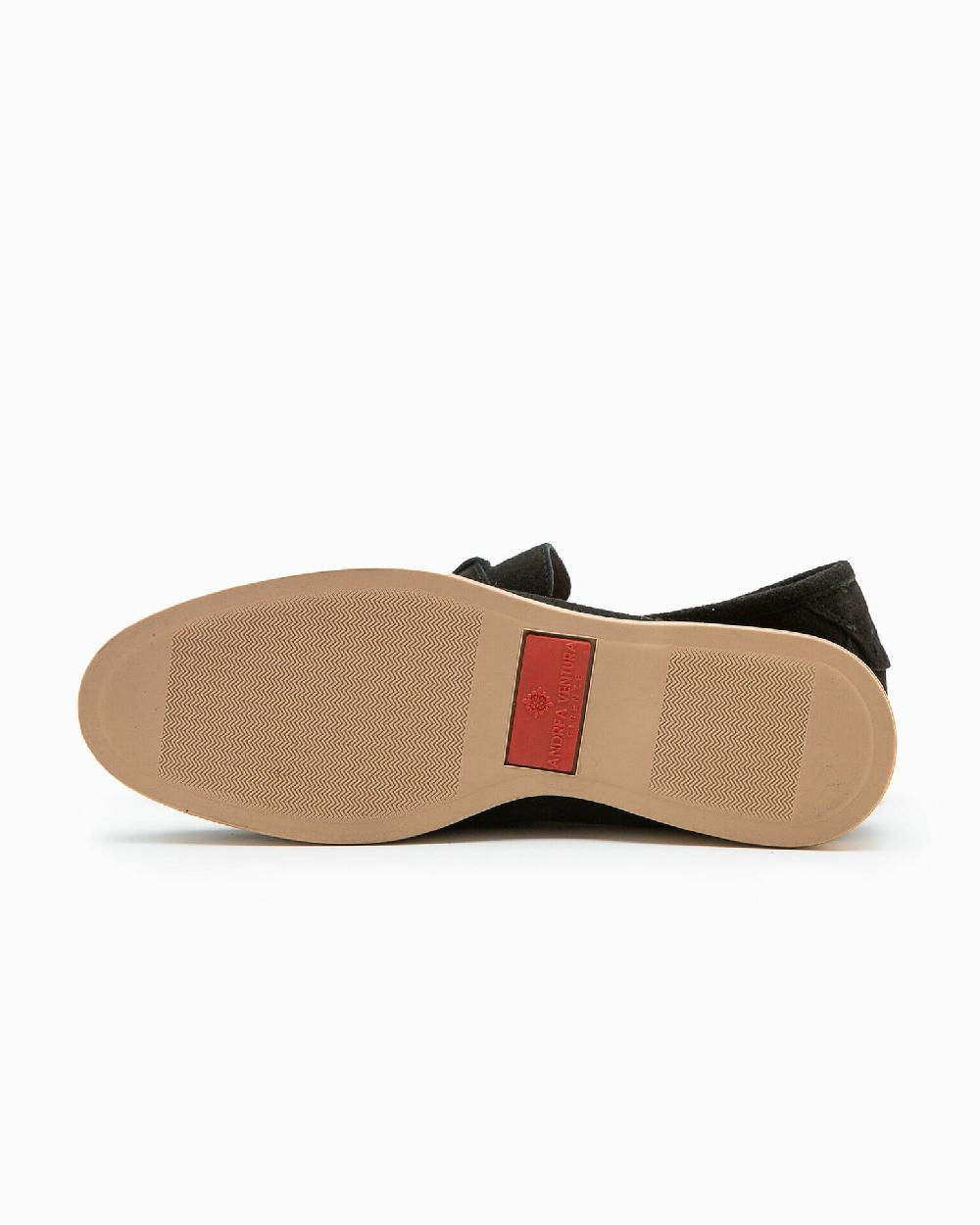Andrea ventura Mocassino senza lacci con charms color argento Aq-D BEACH-CHARMS1 in suede color nero Nuovo