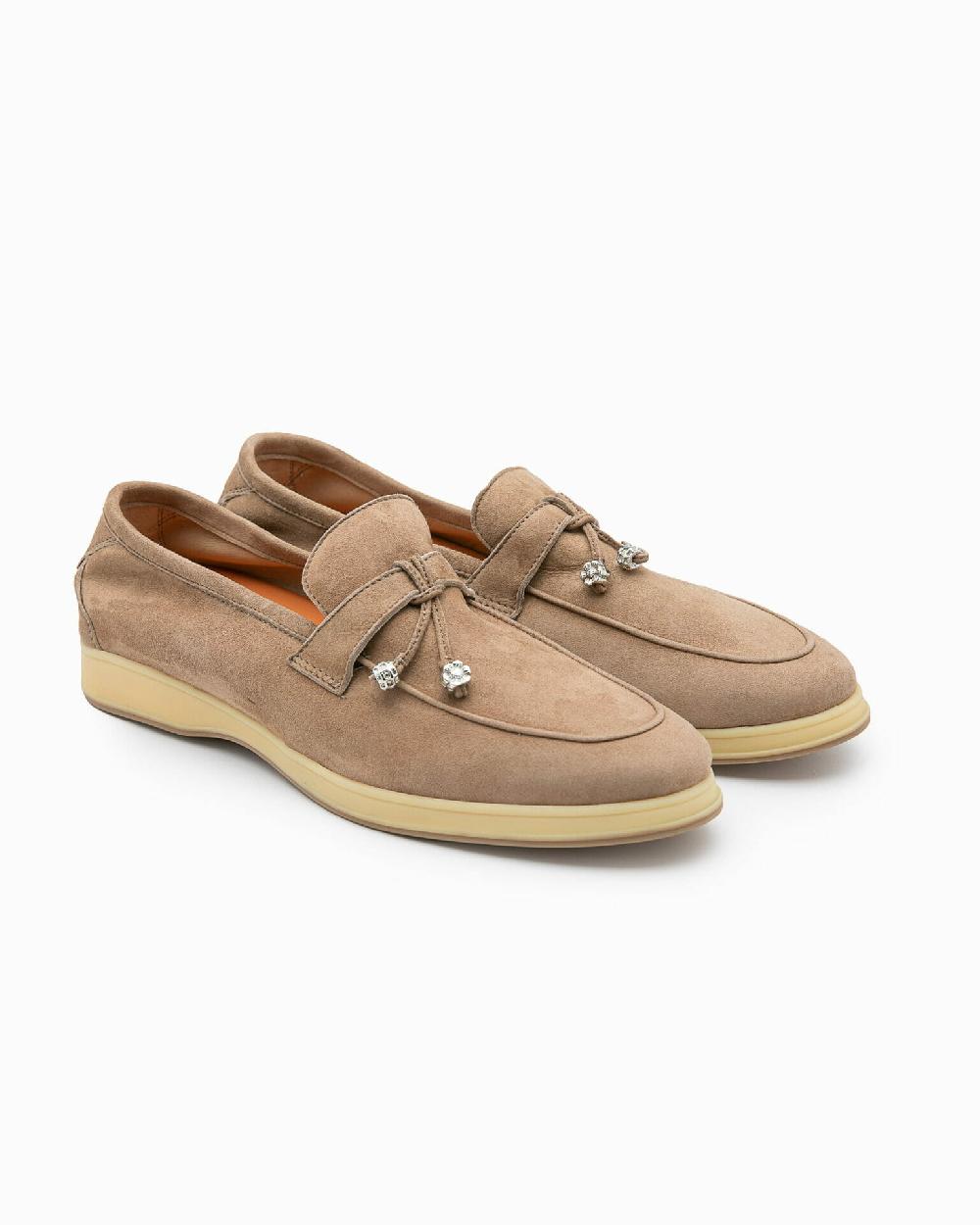 Andrea ventura Mocassino senza lacci con charms color argento Aq-D BEACH-CHARMS1 in suede color park avenue Qualità
