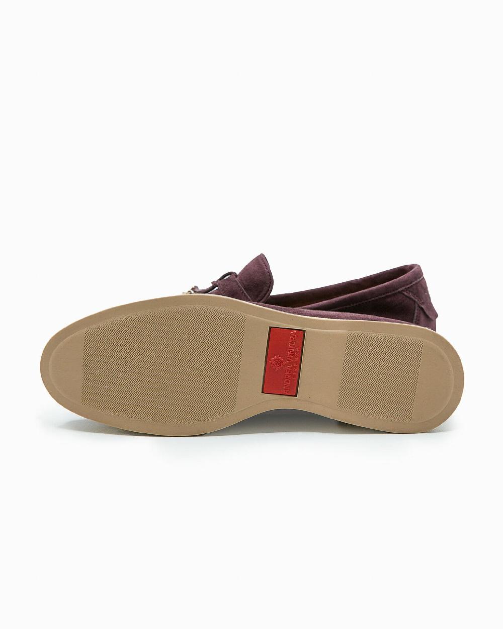 Andrea ventura Mocassino senza lacci con charms color oro Aq-D BEACH-CHARMS2 in suede color aubergine Vendita